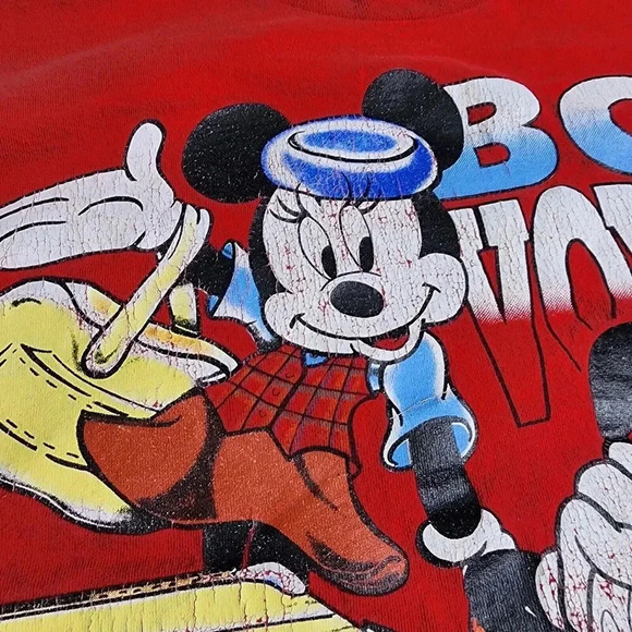 Vintage Bon Voyage Mickey & Mickey Shirt Size Large Red Short Sleeve - Picture 5 of 7